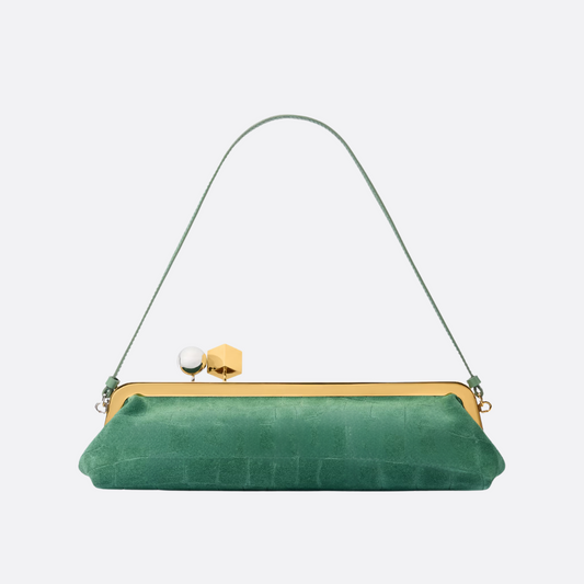 Wildleder Clutch mit Kroko-Effekt
