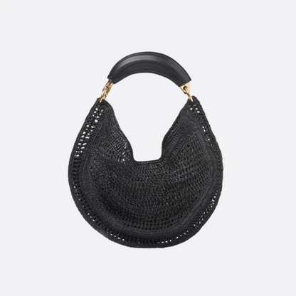 Raffia-Schultertasche